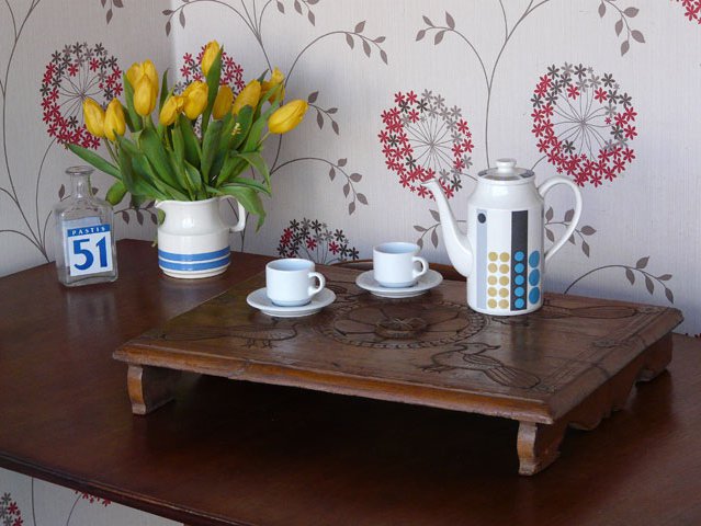 Hand Carved Old Teak Tray, £57