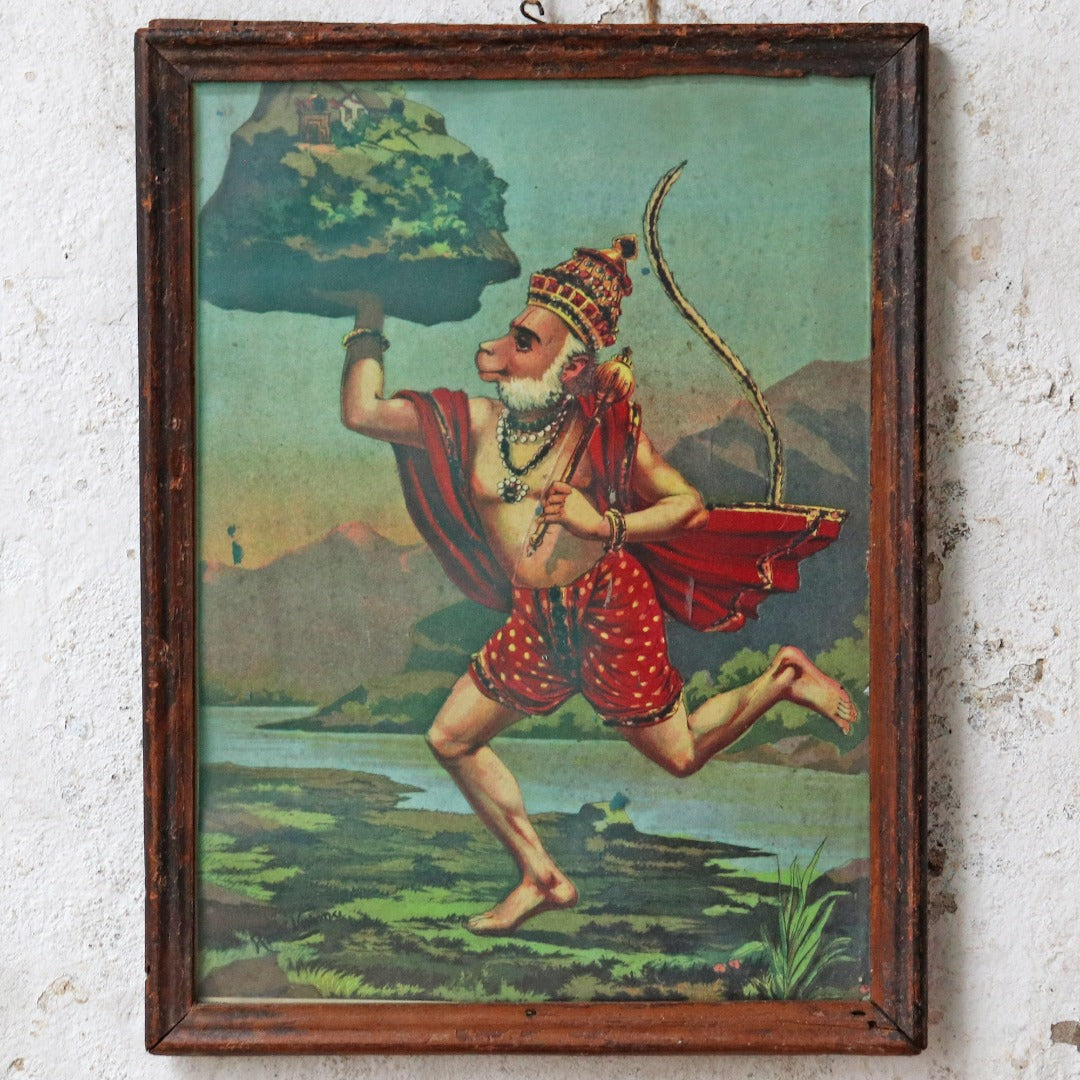 Image of Vintage Ravi Varma Print - Hanuman