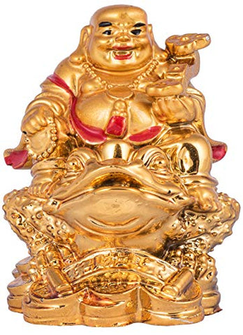 Pandit Nm Shrimali Feng Shui Laughing Buddha With Money Frog On Bed Of Wealth For Money Success Happiness Fengshui Buddha For Home Office Decor