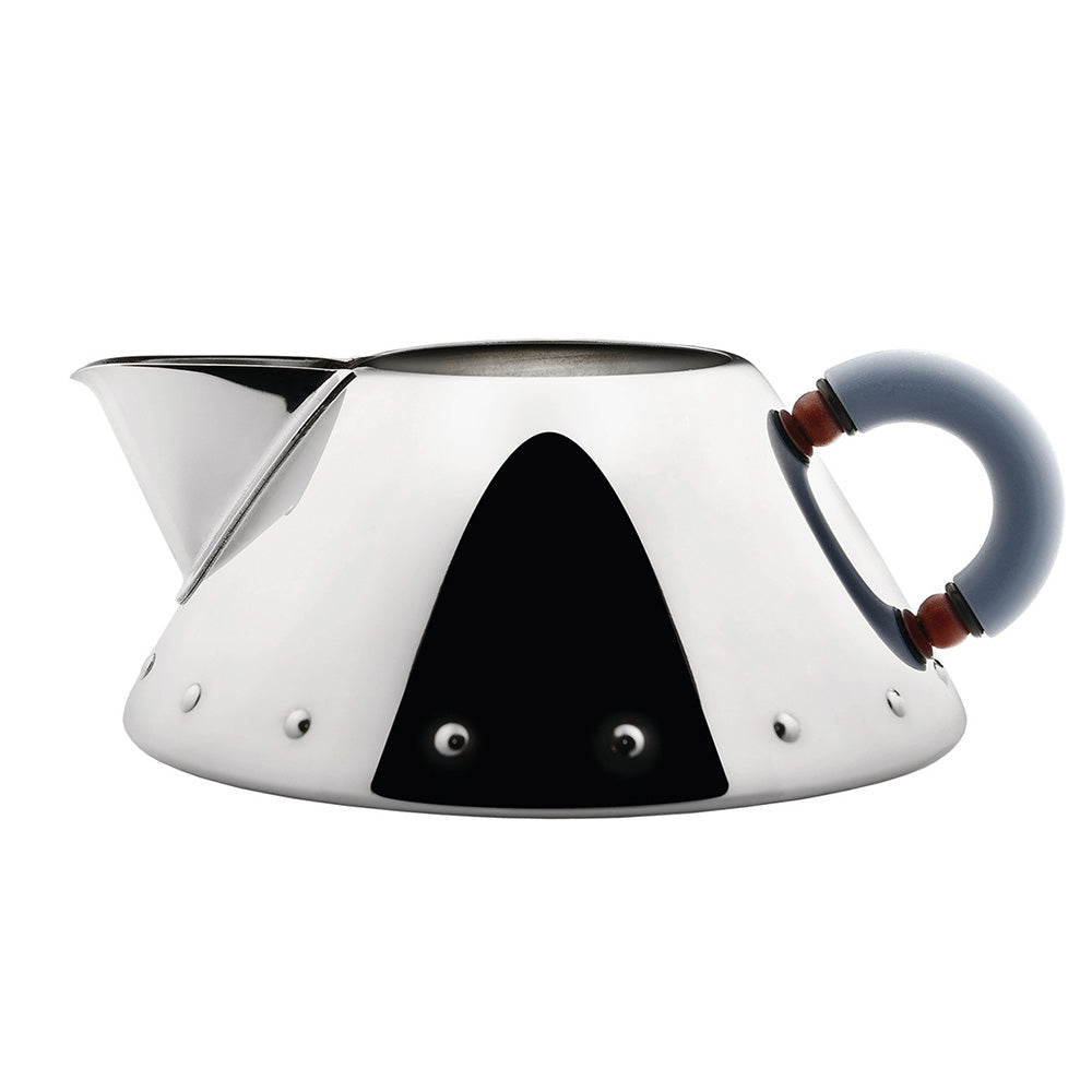Vintage tea kettle in matte platinum gray enamel by Michael Graves for  Alessi, Italy