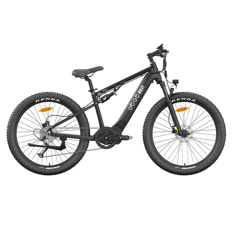 GOGOBEST GM27 elektrische mountainbike met een duurzaam zwart frame, beschikbaar voor aankoop bij de online fietsenwinkel 7 CHOCO van Nederland.