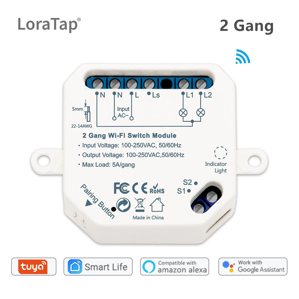 Life Wifi Switch 2 Gang Relay Breaker Module Google Home Alexa Echo Voice Control Smart