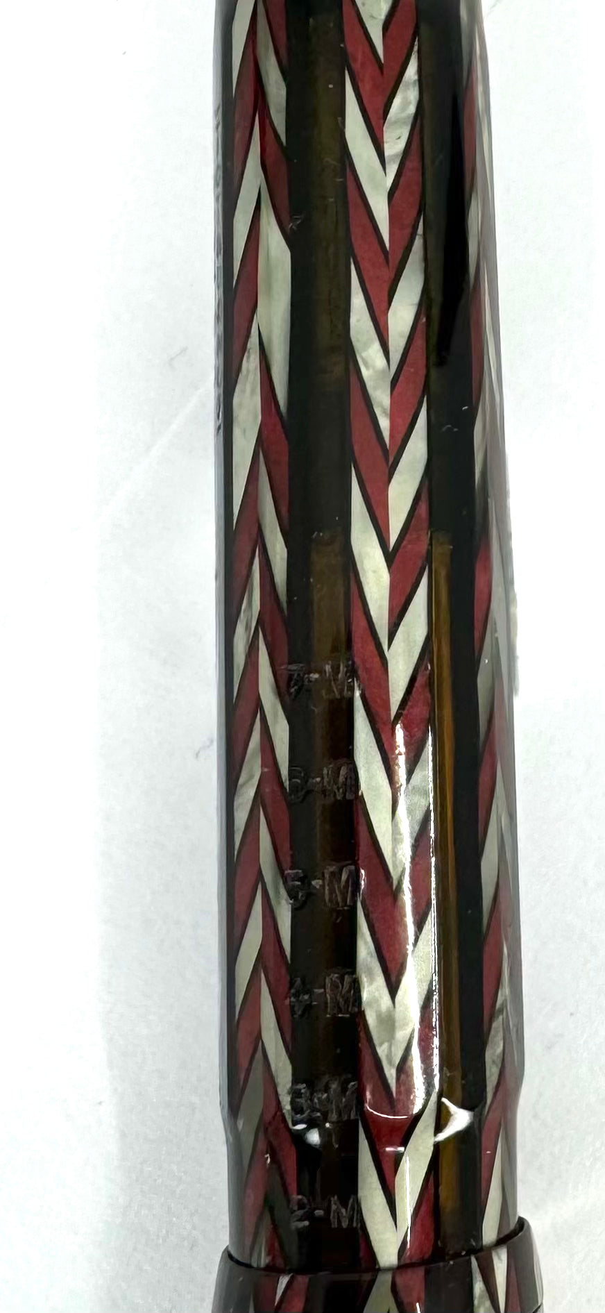 Conklin Nozac 7M Word Gauge Herringbone Silver/Red Fountain Pen - RARE! - Image 7