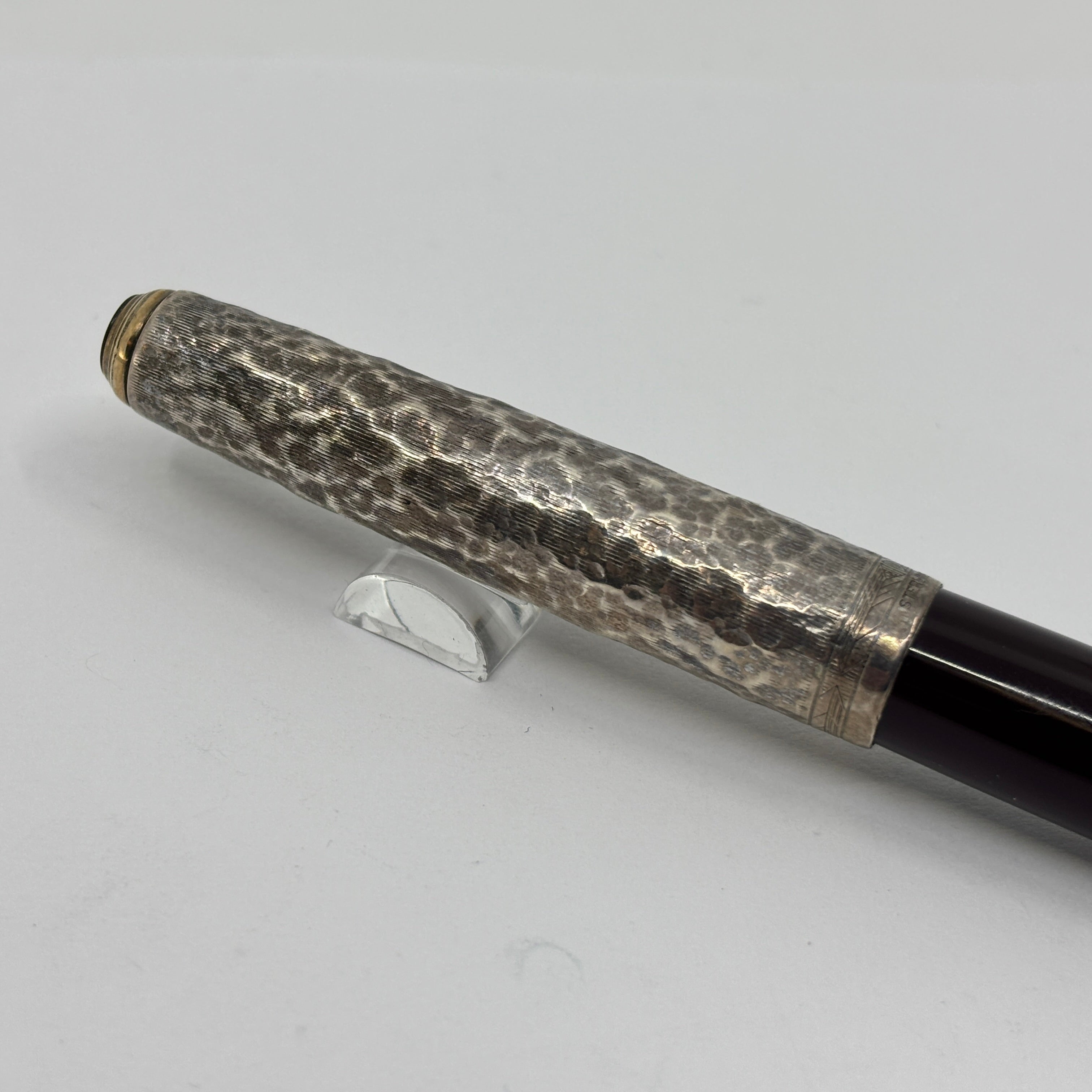 Parker 51 Aerometric Burgundy  Sterling Silver 925 cap " Ariel Kullock " Hammer Cap - Image 11