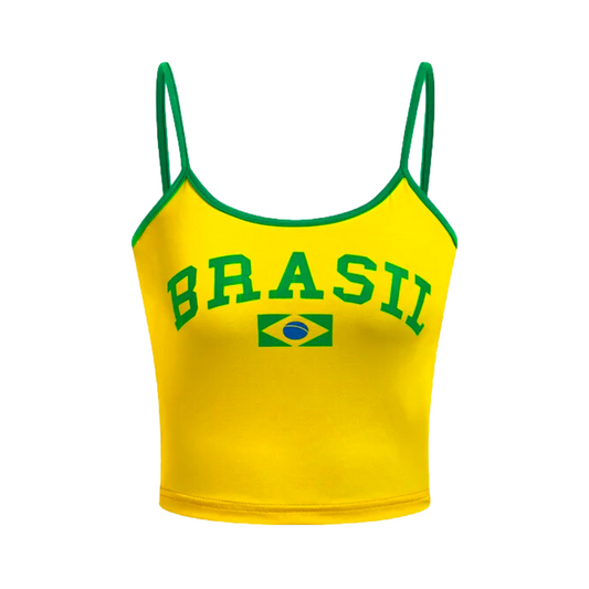 Vintage Brasil Tank Top , Y2k Soccer Crop Tank Top , Brazil 2000s Aesthetic  , Brasil Jersey , Blokette