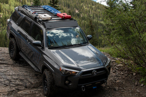 4Runner roof rack accessories on shown on a 5th gen Toyota on 4x4 trail