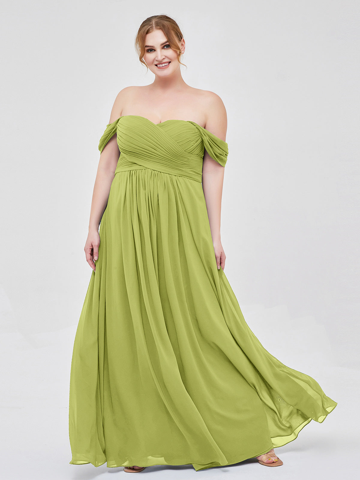 Lindsay Off Shoulder Empire Bridesmaid Dresses Clover | BABARONI babaronicom