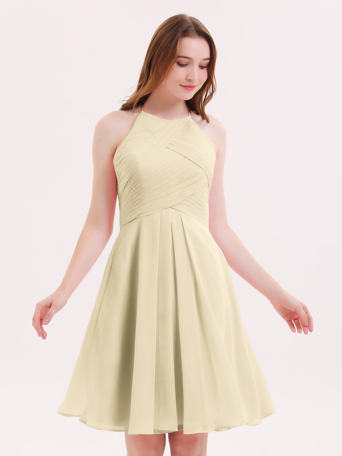 short champagne chiffon bridesmaid dresses