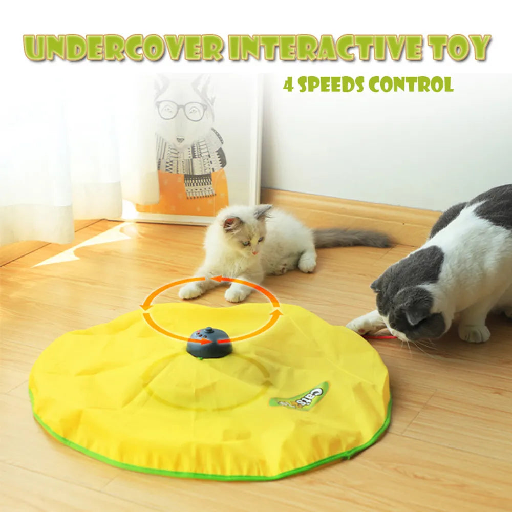 4 Speeds Automatic Funny Cat Toys Electric Motion Undercover Fabric Moving Mouse Feather Interactive Toy For Cat Kitty Pet Toy