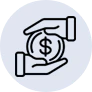 Logo of 2 hands holding a coin