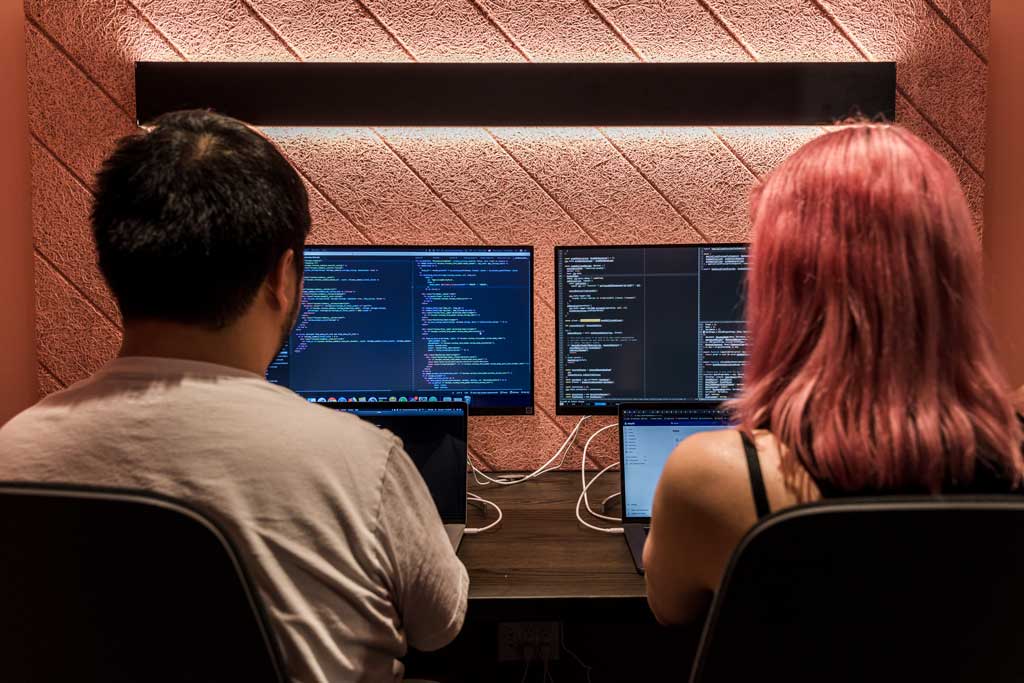 Two people pair programming