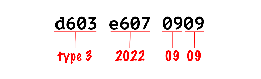 Visual breakdown of hex results d603 e607 0909