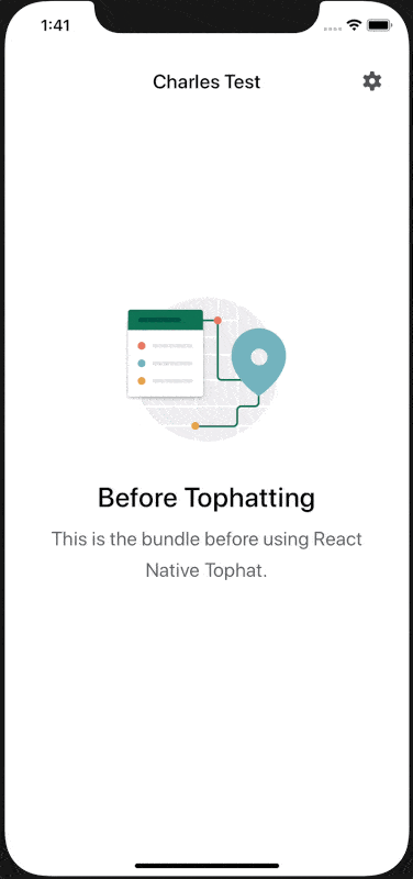 React Native tophat screen in action