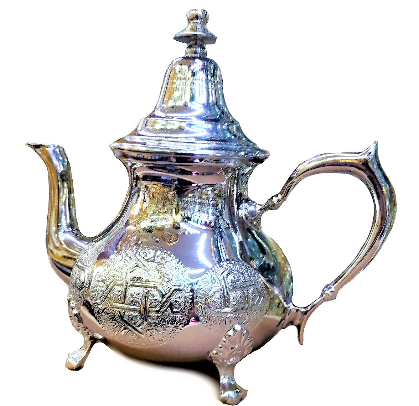 Moroccan Authentic traditional Handmade Gold Silver Teapot X Large Size