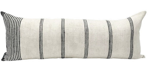 Oversized White with Black Stripes Lumbar Pillow Cover - Bahia
