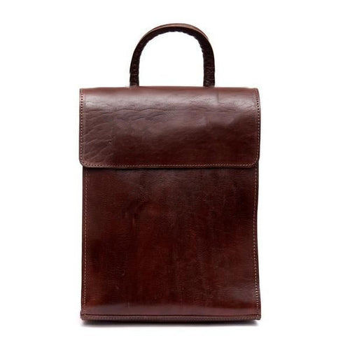 Paris Leather Slim Backpack - Brown