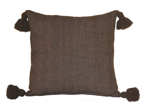 Moroccan PomPom Pillow Cover - Brown