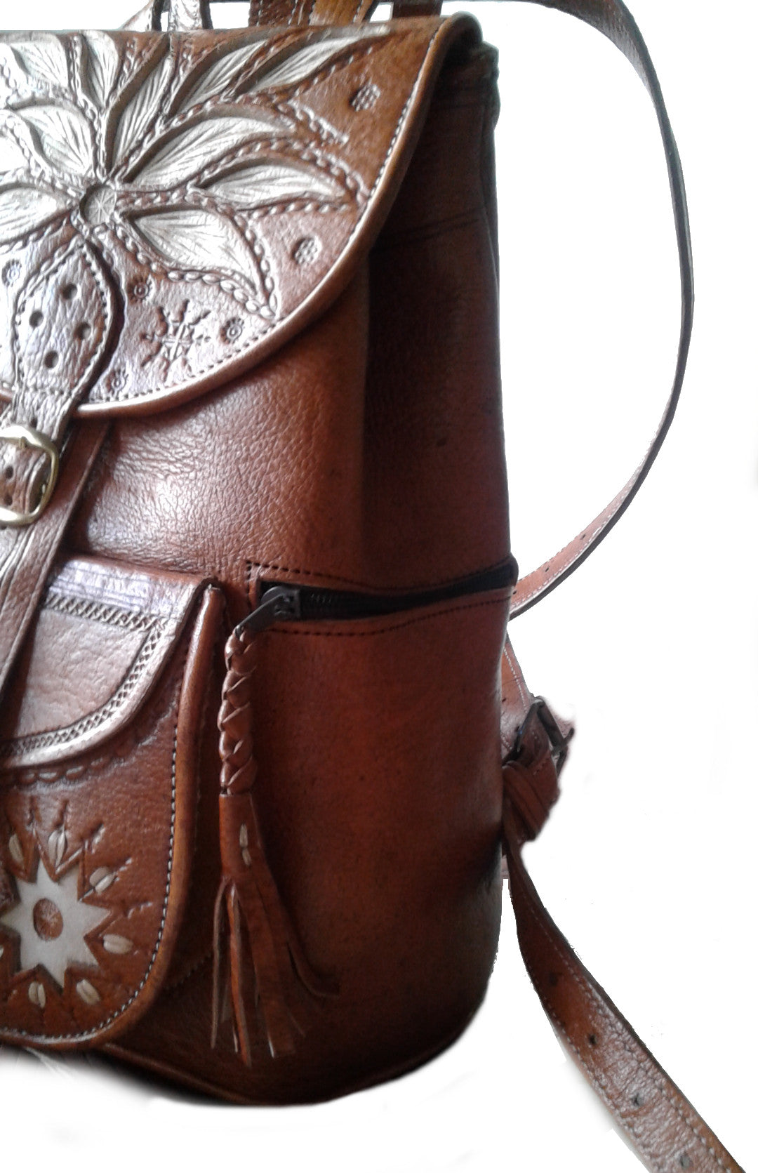 Leather Backpack Purse Brown