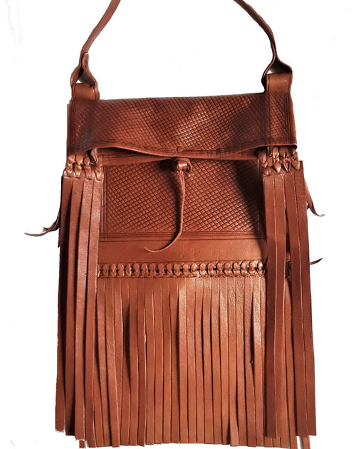 Rebel Leather Messenger/Crossbody Bag - Tan - Embossed - Simple