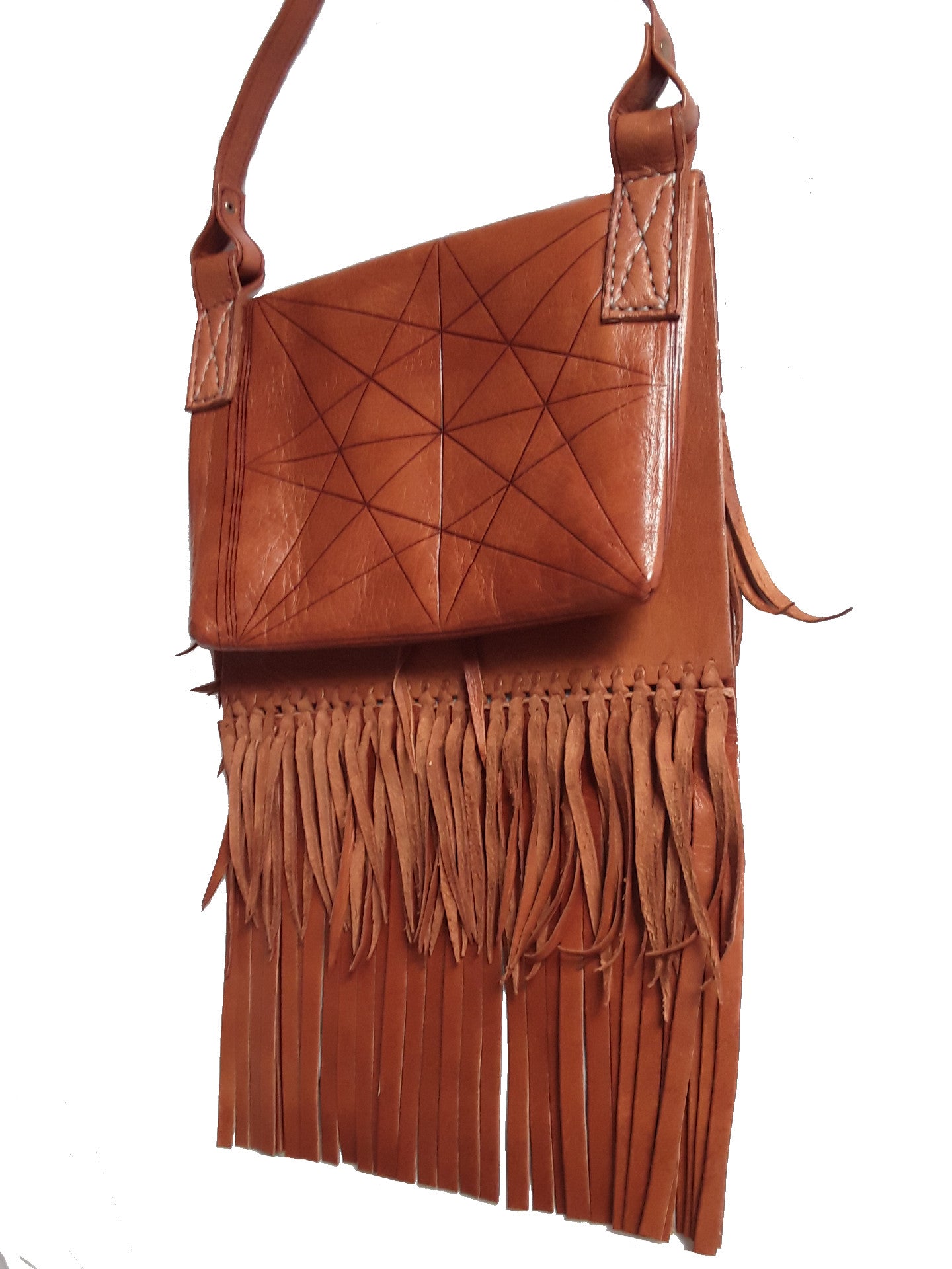 Rebel Leather Messenger/Crossbody Bag - Natural - Embossed - Simple