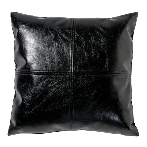 Leather Pillow Cover - 4 Squares - Black