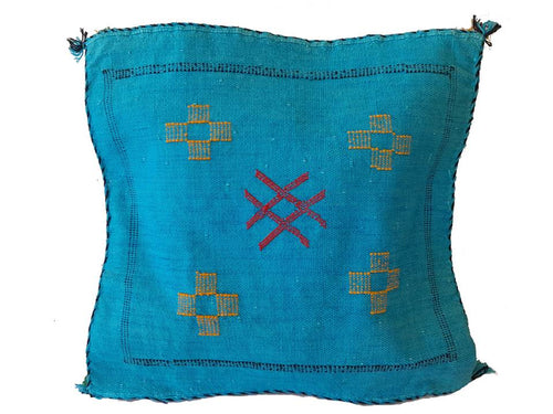 Handmade Moroccan Cushion Cover – Sabra Silk Pillow – Lalla Zineb - Turquoise