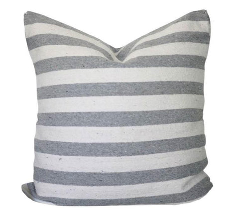 Throw Pillow Cover - White with Grey Stripes - Lula