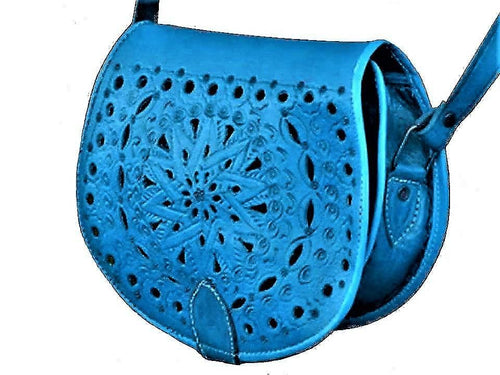 Bahja Leather Satchel - Turquoise