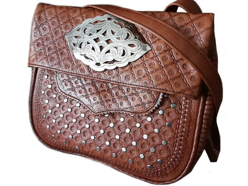 Berber Girl Leather Bag - Médaillon - Brown Caramel