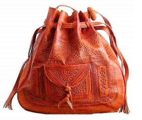 Bohemian Morocco Leather Bag - Orange