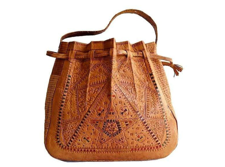 Coins Adorned Leather Bag - Gypsy - Brown | Gypsy Bag by Moroccan Corridor