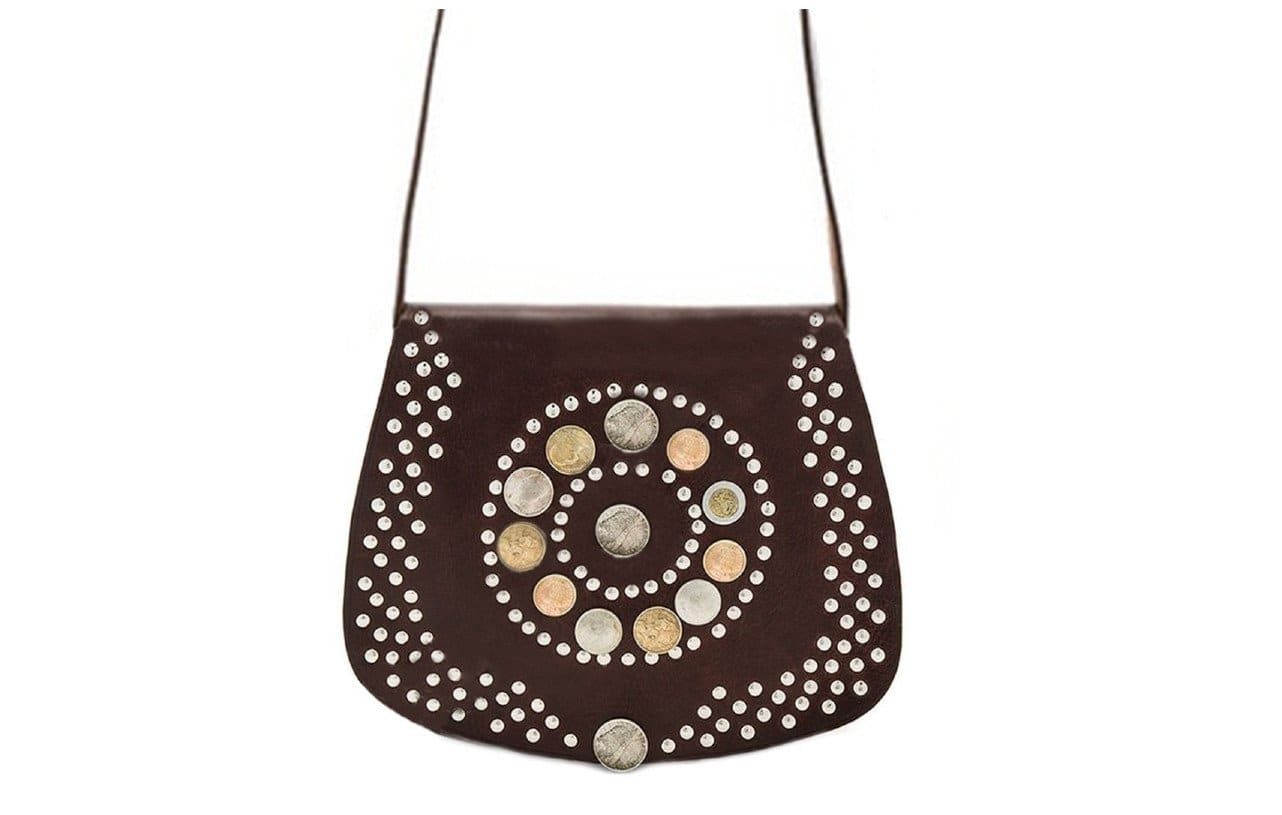 Moroccan Corridor Coins Adorned Leather Bag