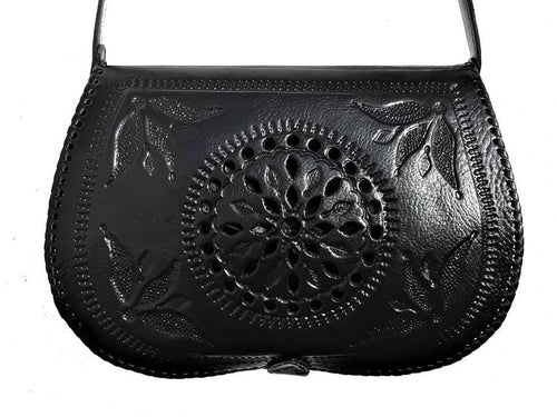 Creation of Marrakesh - Black Leather Shoulder Bag