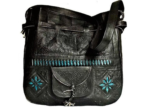 Heritage Tote - Black / Turquoise Stars