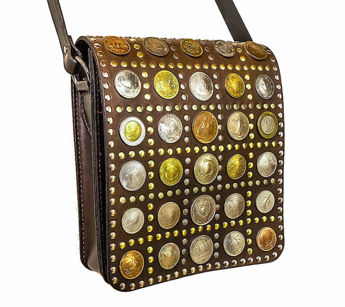 Moroccan Corridor Coins Adorned Leather Bag