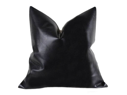 Leather Pillow Cover - Square - Black