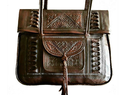 Leather Tote Bag - Chkara - Brown