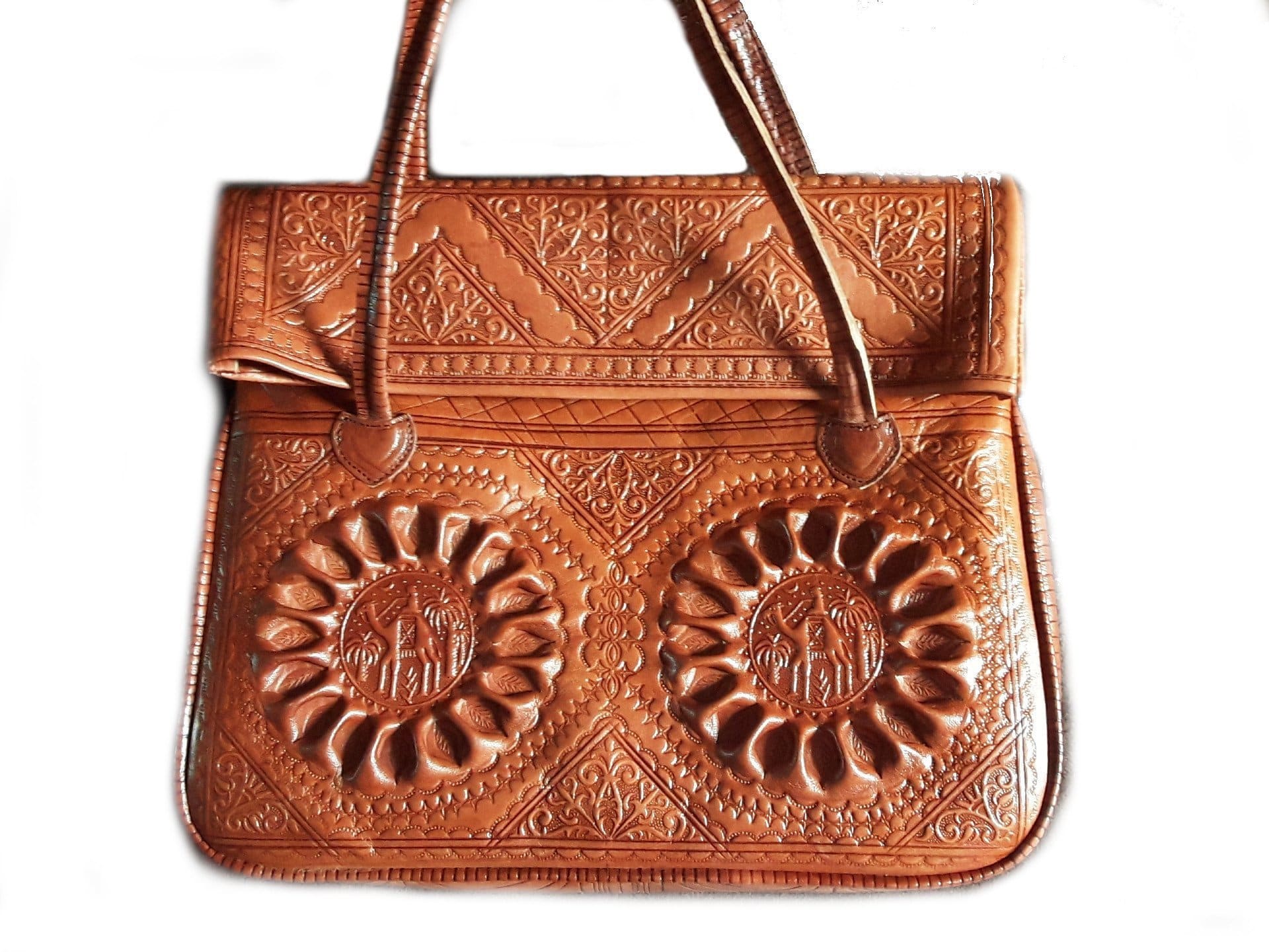 Mexican Leather Envelope Crossbody Bag - Hand Tooled C