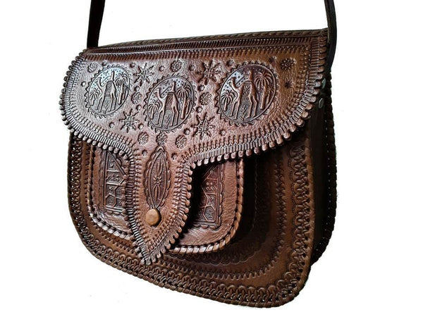 LSSAN Handbag - Large size - Brown Caramel - Camels | Leather Shoulder ...