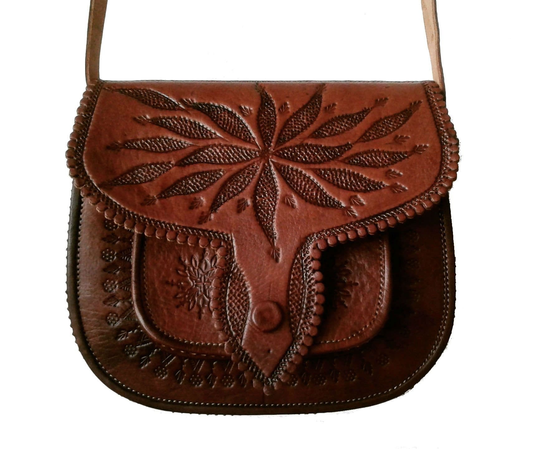 LSSAN Embroidered Leather Handbag