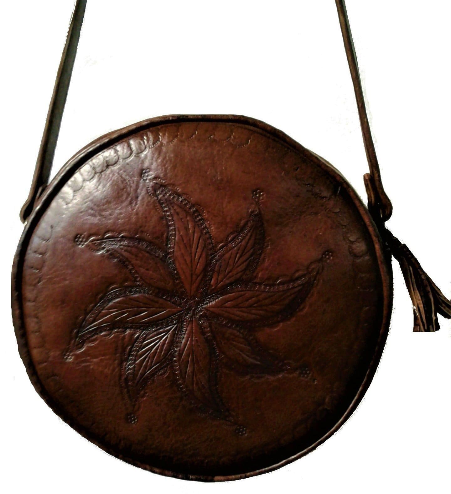 LSSAN Handbag - My Flower - Engraved - Round | Leather Shoulder Bag By  Moroccan Corridor®