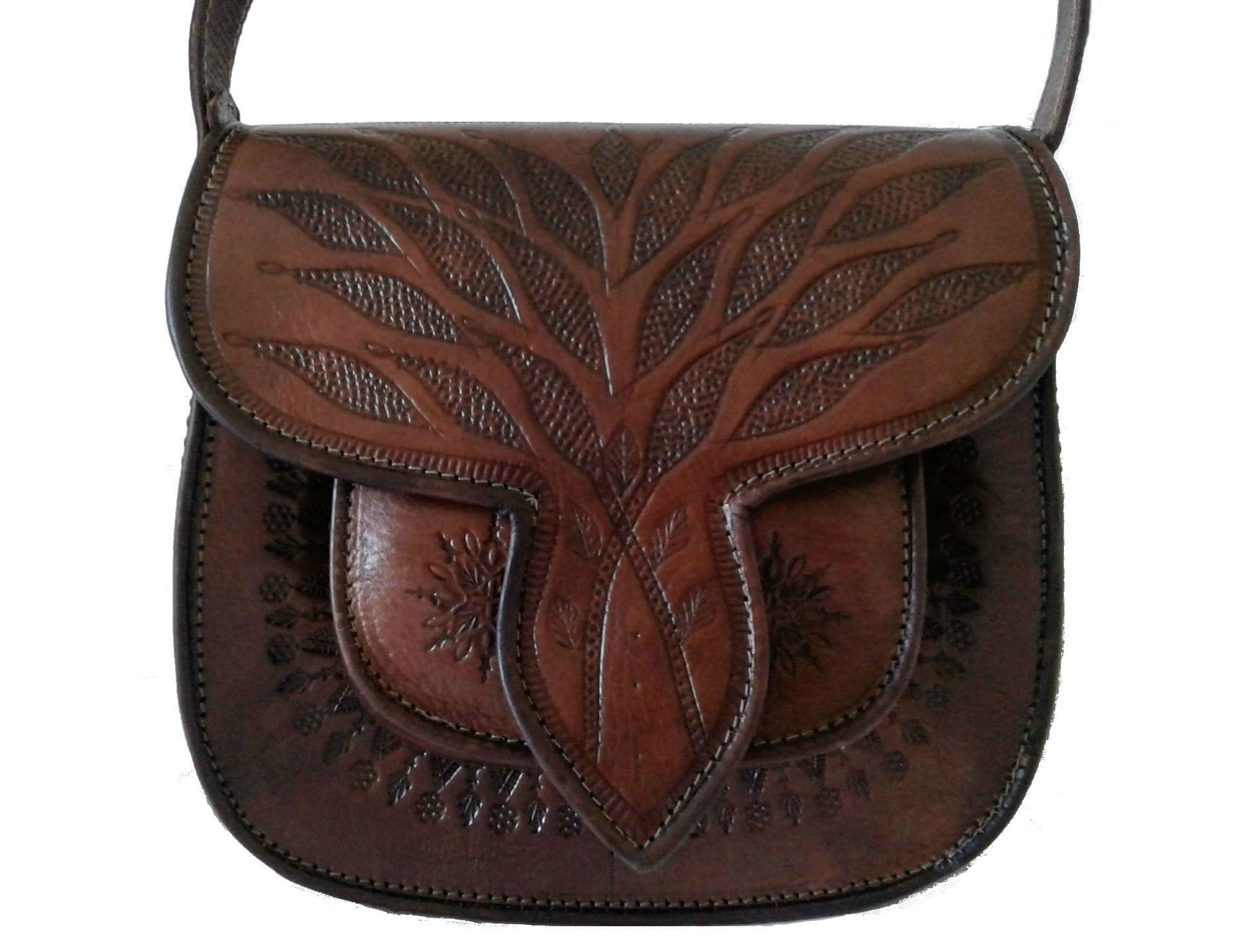 LSSAN Handbag - Brown - Palm  Leather Shoulder Bag By Moroccan Corridor®