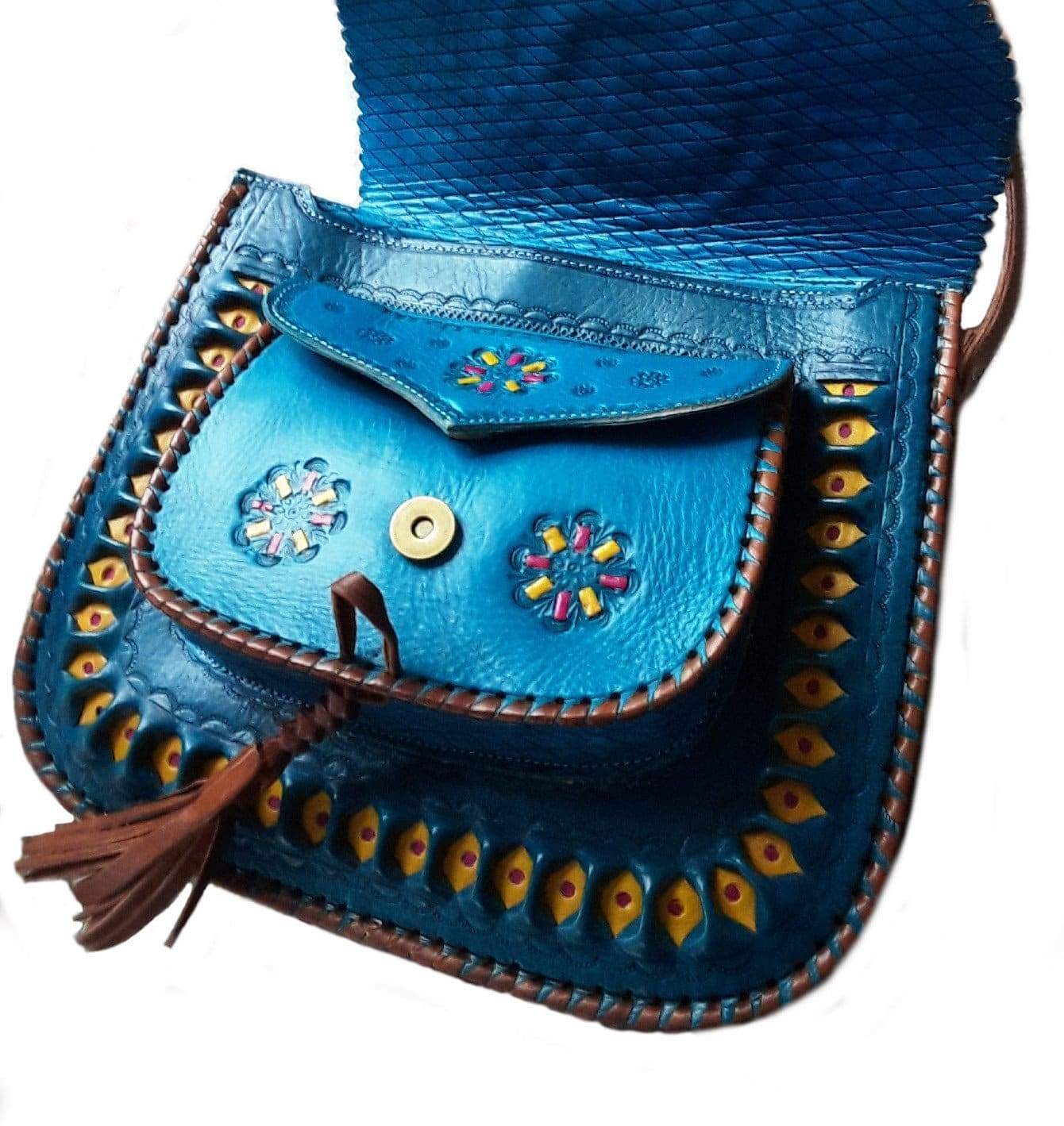 Small Turquoise Rectangular Purse With Tassels – Leon Leather