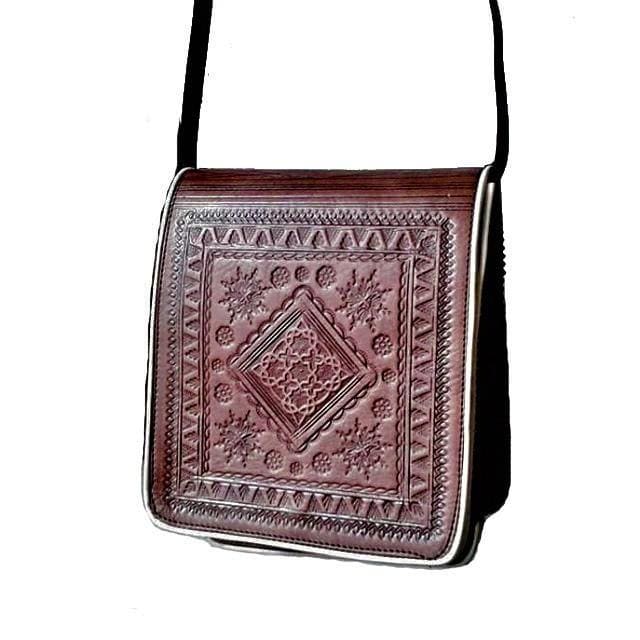 Leather Messenger / Satchel Bag - Tiles - Brown | Office Bag By Moroccan  Corridor®