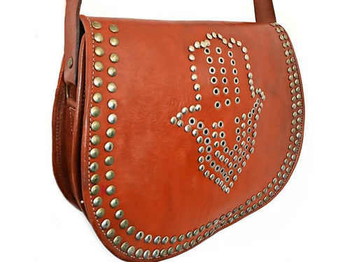 Médaillon Leather Bag - Khmissa - Orange