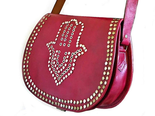 Médaillon Leather Bag - Khmissa - Red