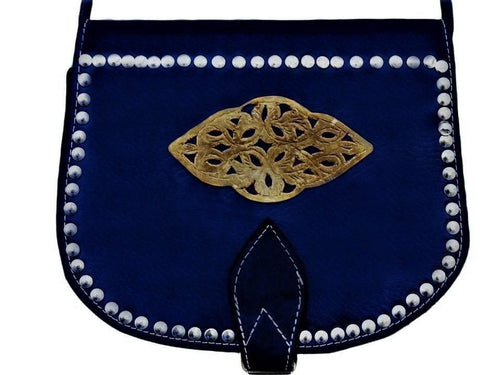 Médaillon Leather Bag - M'damma - Blue