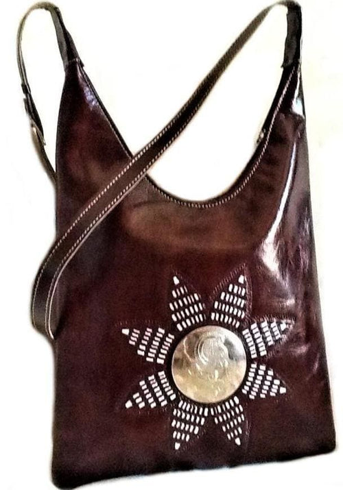 Médaillon Leather Tote Bag - M'dina - Brown
