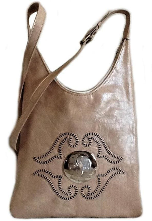 Médaillon Leather Tote Bag - M'dina - Natural