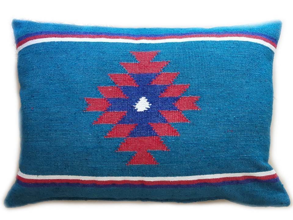 IKAT Cushions, Pale Blue Pom Pom Cushions, Cushion Cover, Cushions